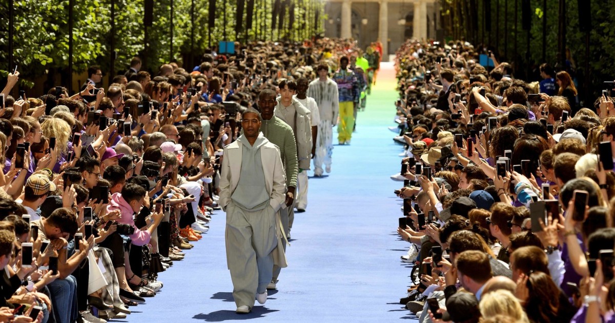 Kid Cudi walking on the run way Luis Vuitton
